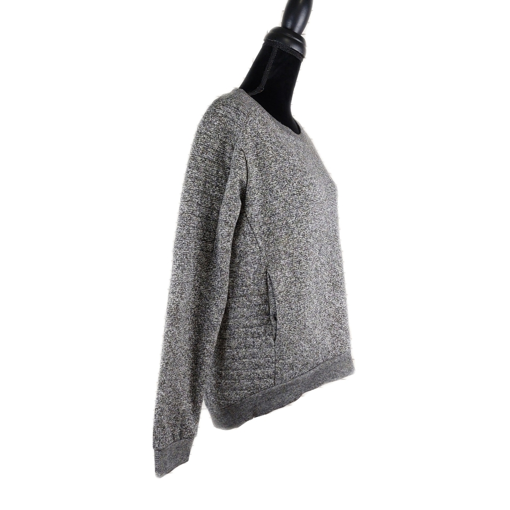BCBG Hi-Low Marled Gray Logo Womens S Pullover Sweatshirt - Picture 4 of 8